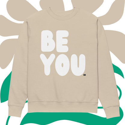 Be You in Beige and White Premium Unisex Crew Neck Sweatshirt
