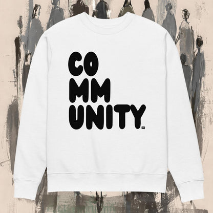 Community in Black and White Premium White Unisex Crew Neck Sweatshirt