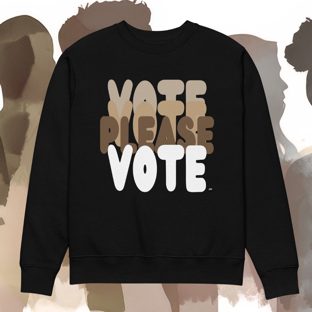 Please Vote in Brown Premium Unisex Crew Neck Sweatshirt - Available in 4 Colors