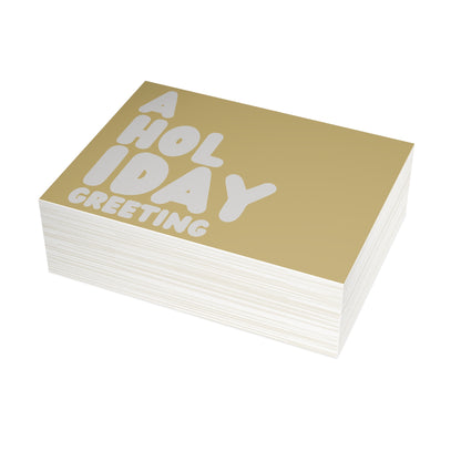 A Holiday Greeting in Gold and Grey Postcard Set - 2 Sizes Available, Quantities of 10, 30, 50