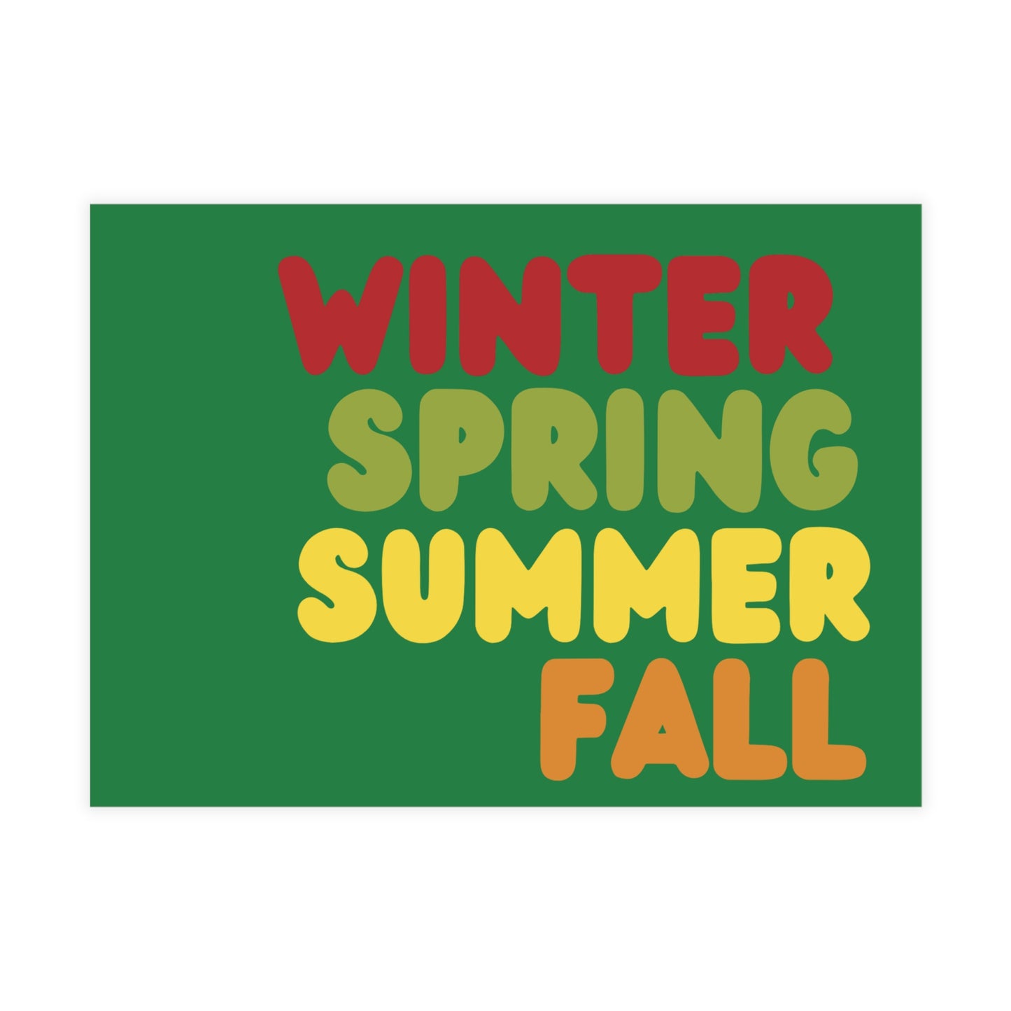 Green Winter Seasons Postcard Set - 2 Sizes Available, Quantities of 10, 30, 50