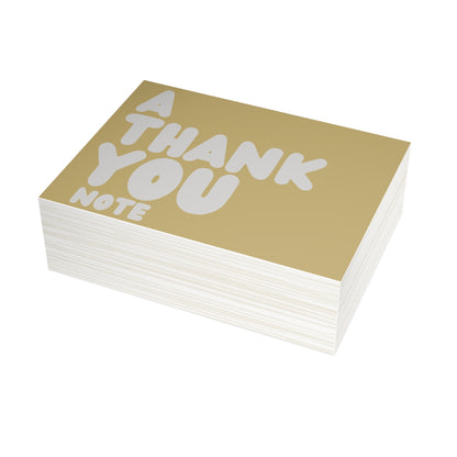 A Thank You Note in Gold and Grey Postcard Set - 2 Sizes Available, Quantities of 10, 30, 50