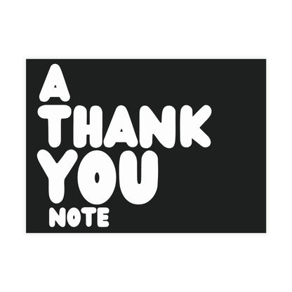 A Thank You Note in Black and White Postcard Set - 2 Sizes Available, Quantities of 10, 30, 50