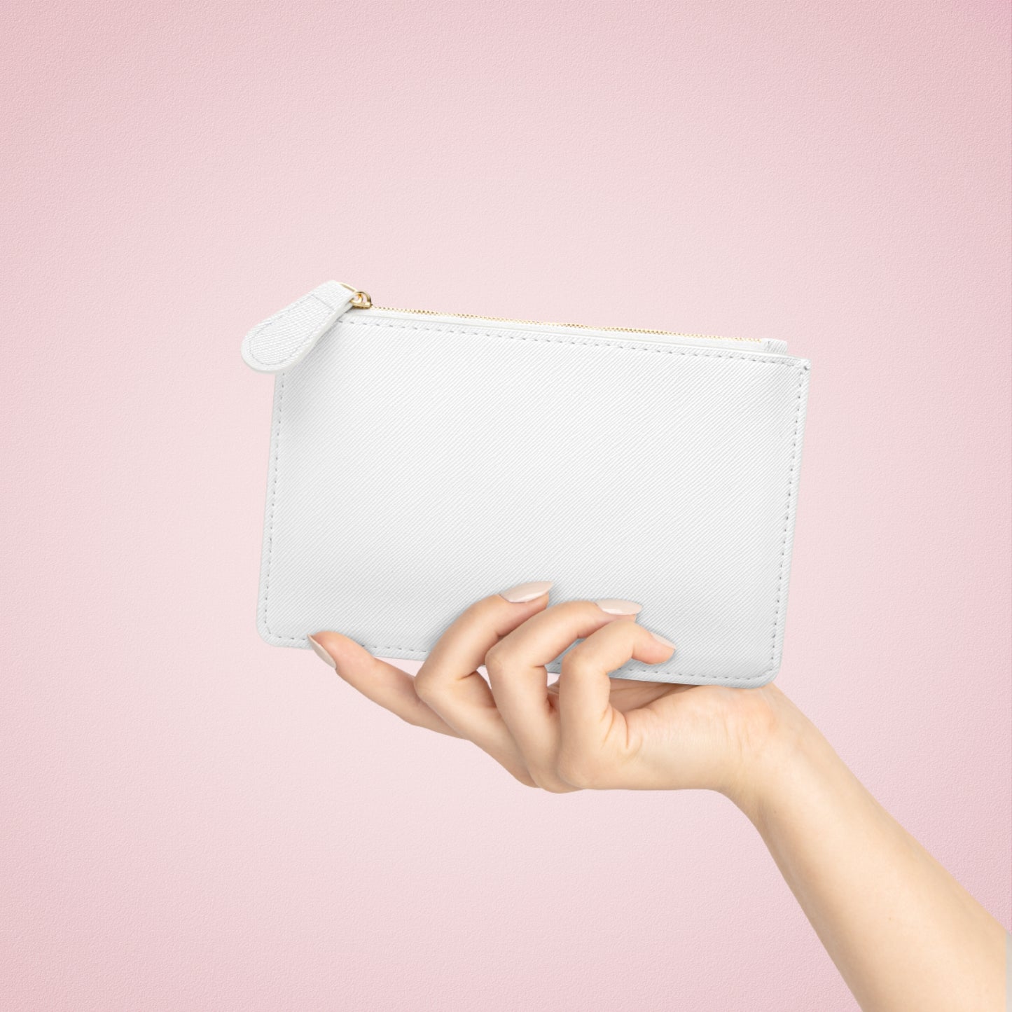 Be You Love in Pink and White Small Zip-Up Pouch