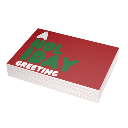 A Holiday Greeting in Red Postcard Set - 2 Sizes Available, Quantities of 10, 30, 50