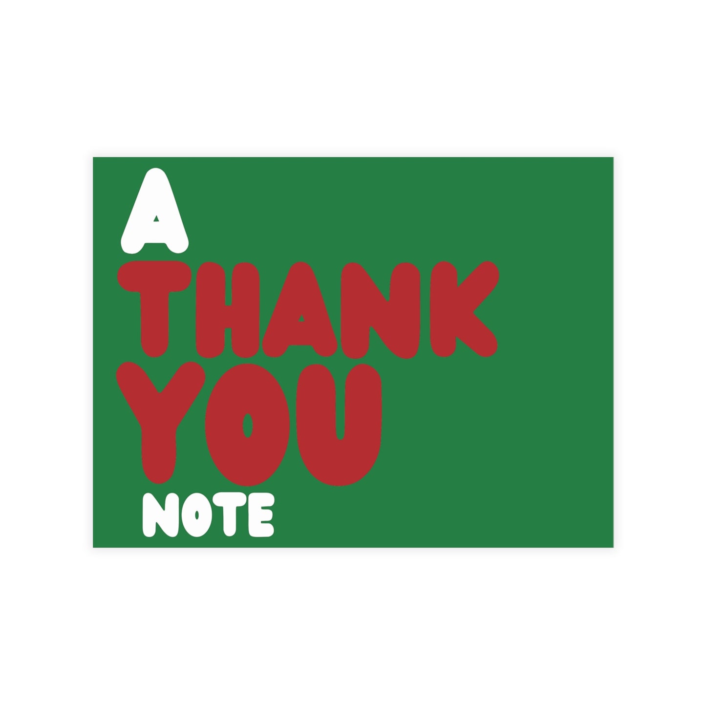 A Holiday Thank You Note in Green Postcard Set - 2 Sizes Available, Quantities of 10, 30, 50