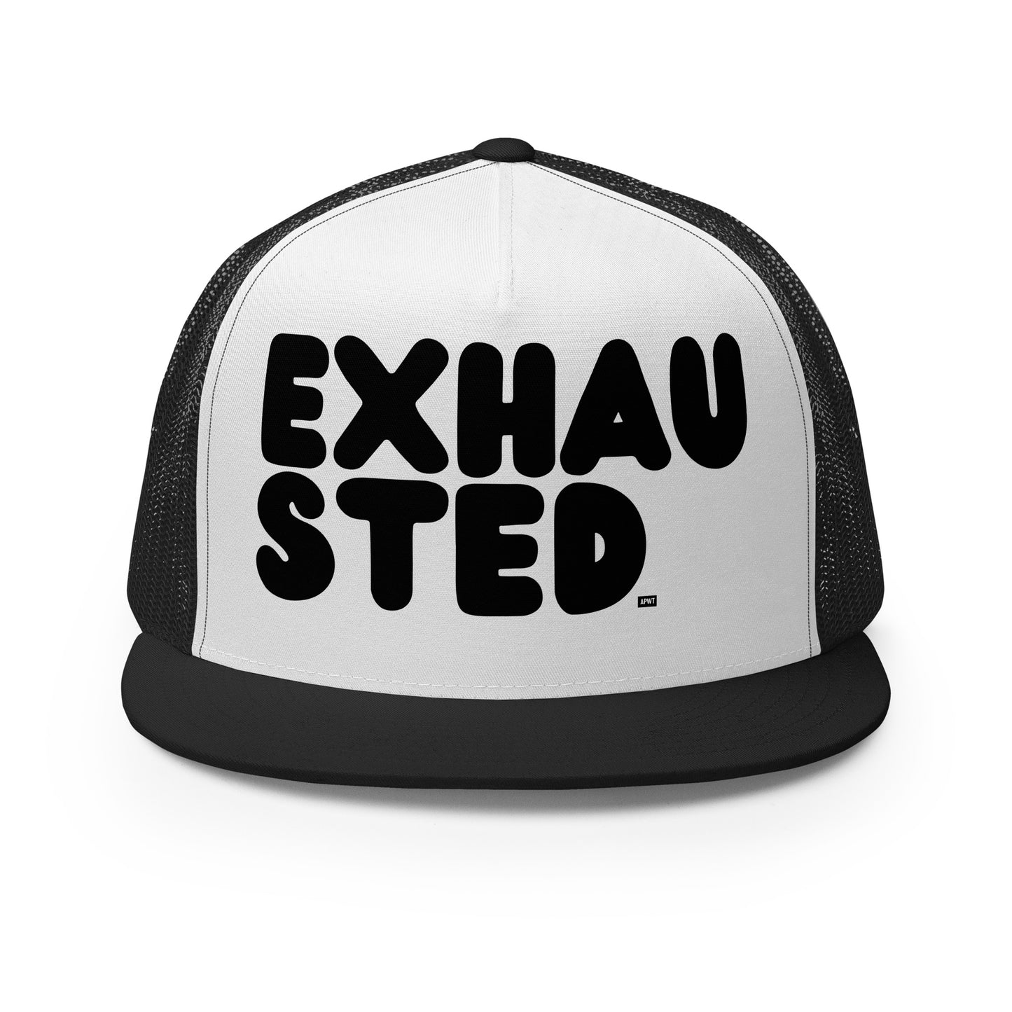 Exhausted in Black Trucker Hat - The APWT Gift Shop