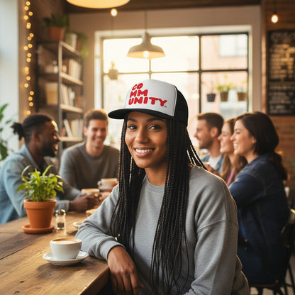 A Community in Balloon Red Trucker Hat - Available in Assorted Colors