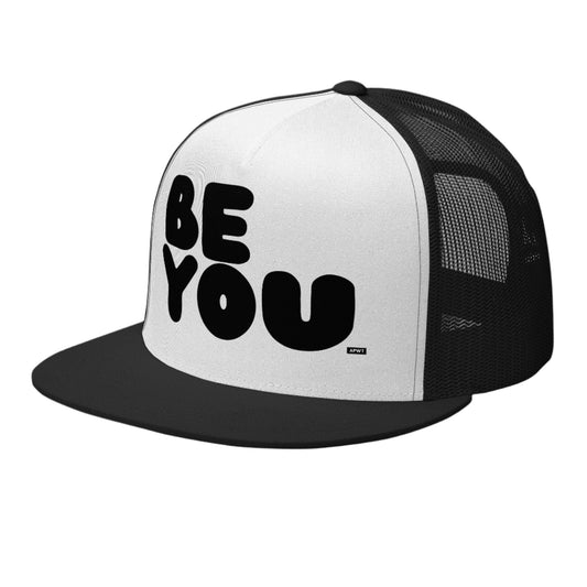 Be You in Black and White Trucker Hat - The APWT Gift Shop