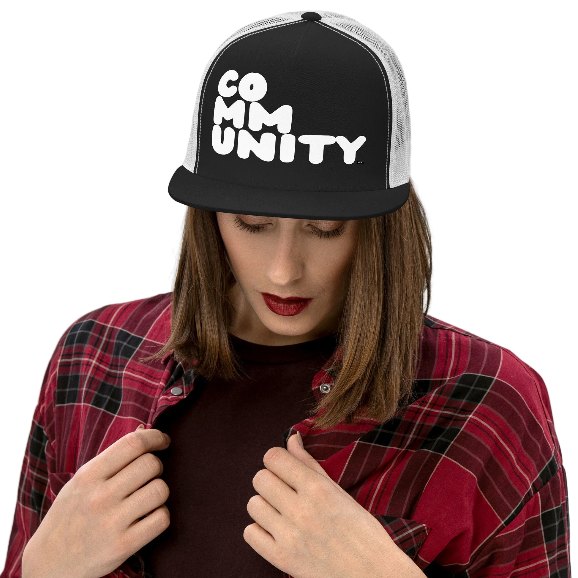 Community in Black and White Trucker Hat - The APWT Gift Shop