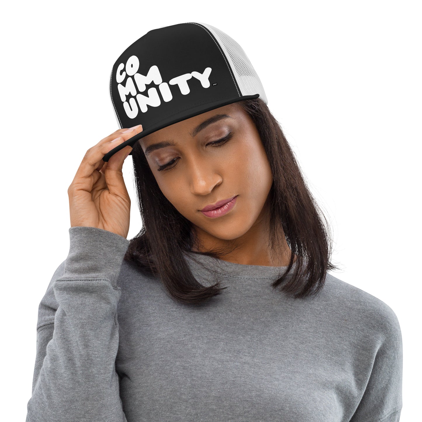 Community in Black and White Trucker Hat - The APWT Gift Shop