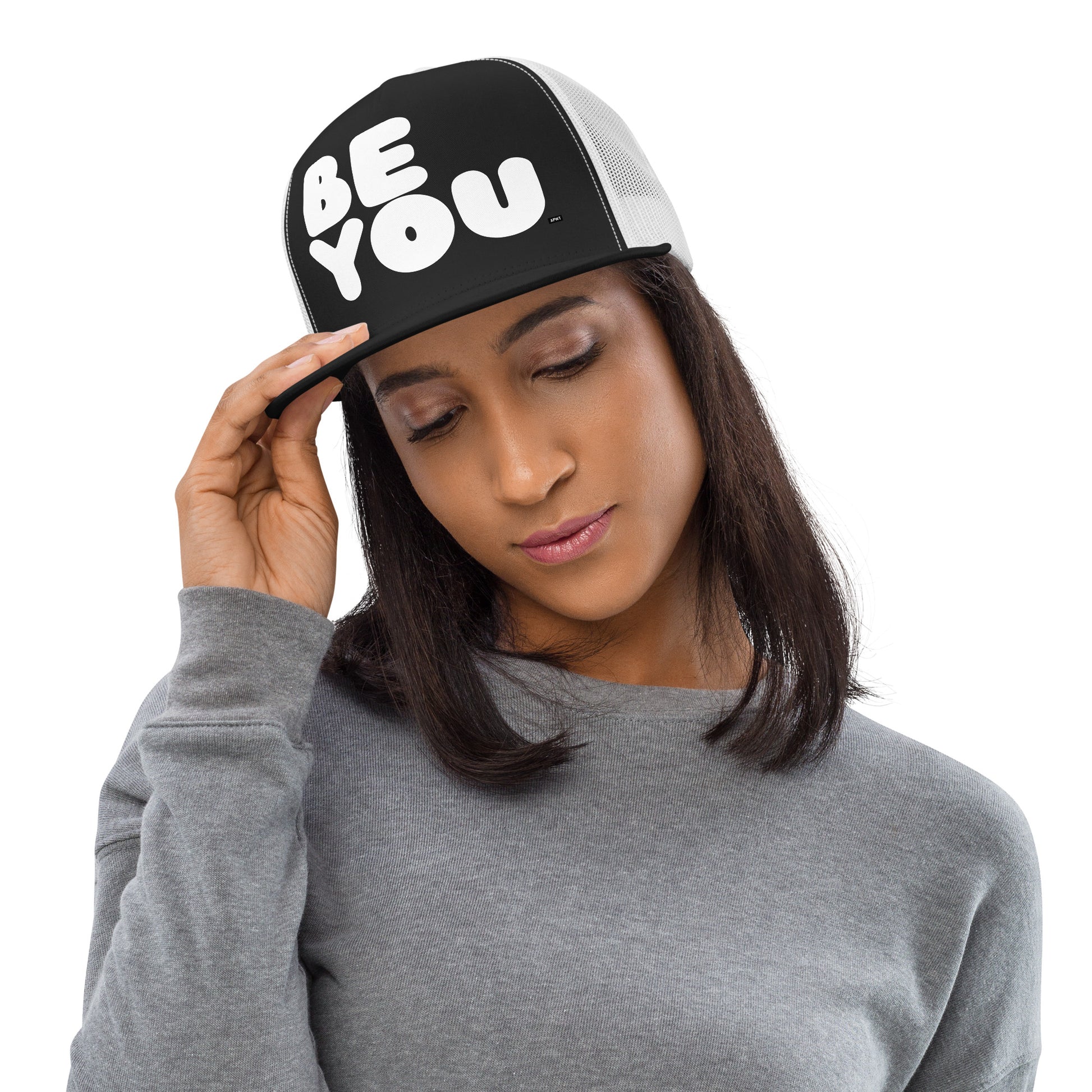 Be You in Black and White Trucker Hat - Fall/Winter - The APWT Gift Shop