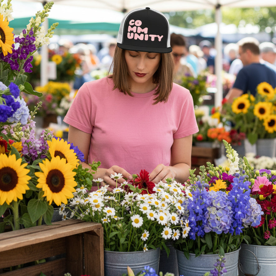 A Community in Pink Lemonade Trucker Hat - Assorted Options Available