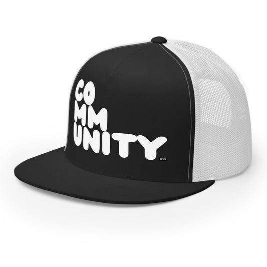 Community in Black and White Trucker Hat - The APWT Gift Shop