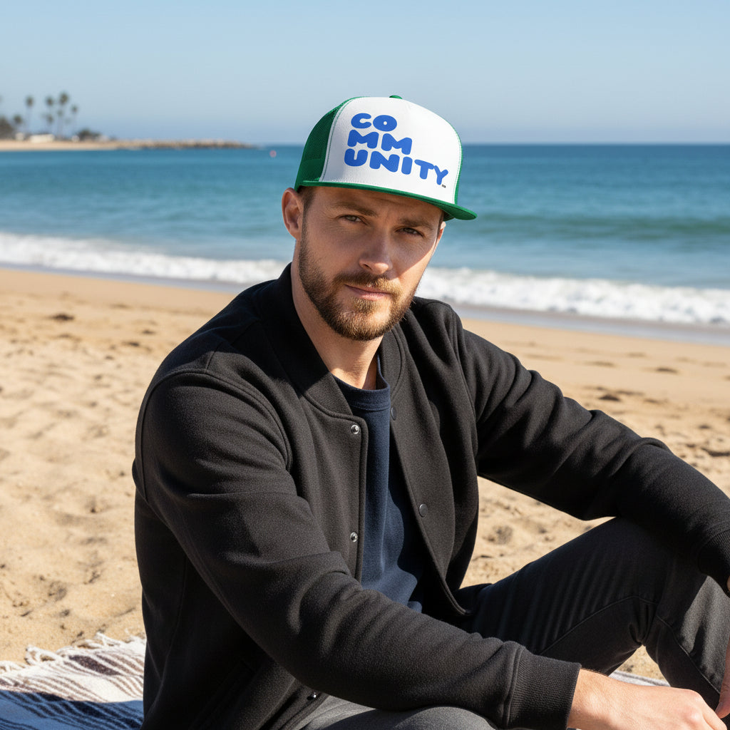 A Community in Ocean Blue Trucker Hat - Available in Assorted Colors