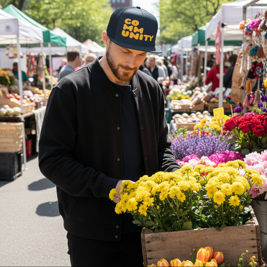 A Community in Sunflower Yellow Trucker Hat - Available in Assorted Colors