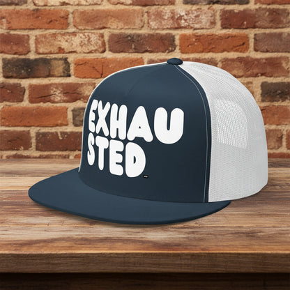 Exhausted in Black and White Trucker Hat - The APWT Gift Shop