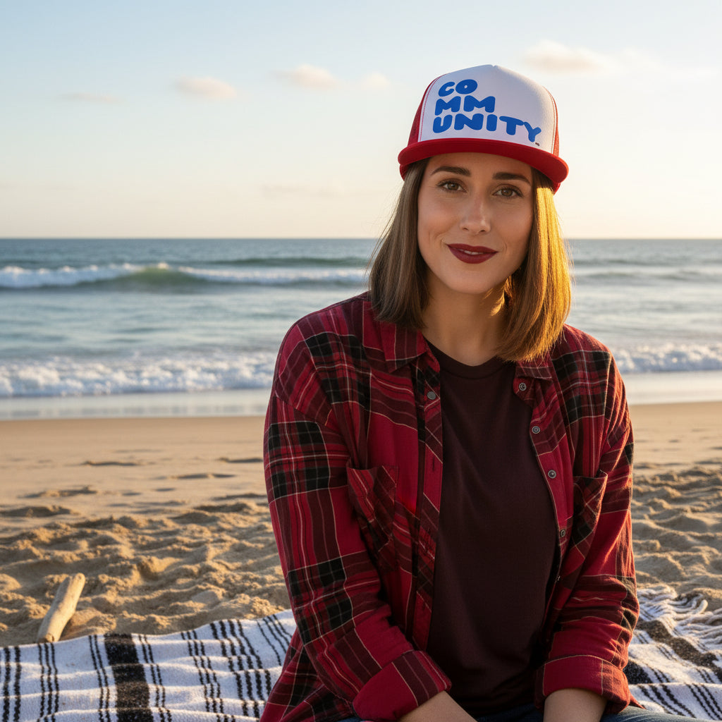 A Community in Ocean Blue Trucker Hat - Available in Assorted Colors