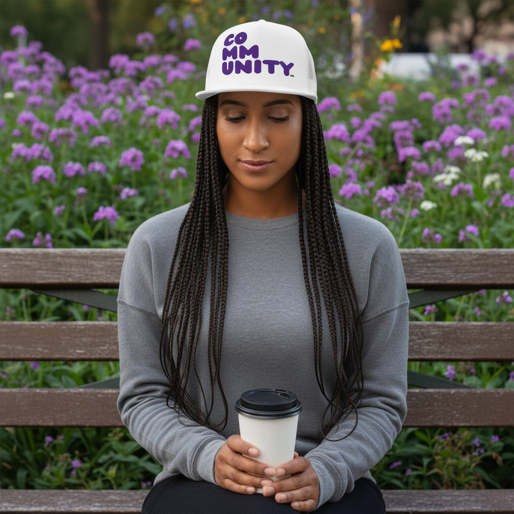 A Community in Purple Flowers Trucker Hat - Available in Assorted Colors
