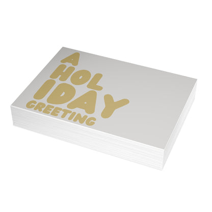 A Holiday Greeting in Grey and Gold Postcard Set - 2 Sizes Available, Quantities of 10, 30, 50