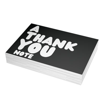 A Thank You Note in Black and White Postcard Set - 2 Sizes Available, Quantities of 10, 30, 50