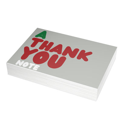 A Holiday Thank You Note in Grey Postcard Set - 2 Sizes Available, Quantities of 10, 30, 50