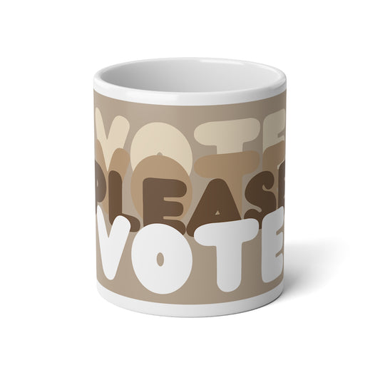 Please Vote in Brown Jumbo Mug - The APWT Gift Shop