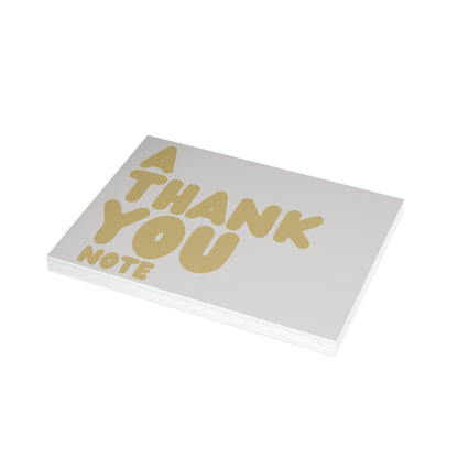 A Thank You Note in Grey and Gold Postcard Set - 2 Sizes Available, Quantities of 10, 30, 50