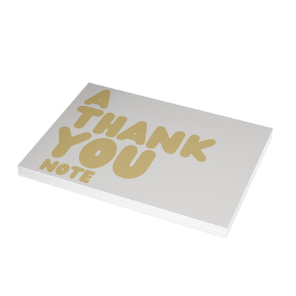 A Thank You Note in Grey and Gold Postcard Set - 2 Sizes Available, Quantities of 10, 30, 50