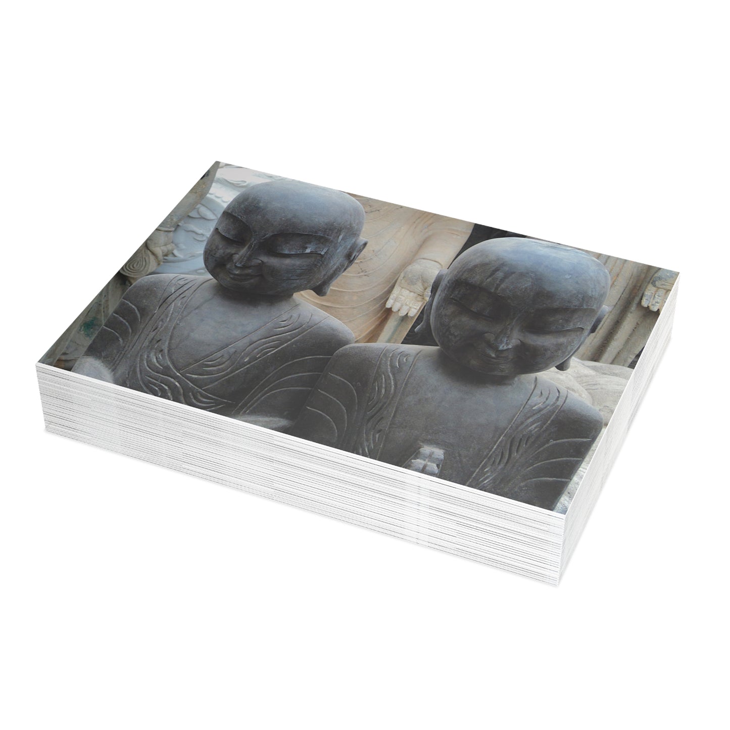 Buddhist Monk Statues Postcard Set - 2 Sizes Available, Quantities of 10, 30, 50