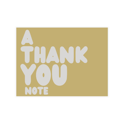 A Thank You Note in Gold and Grey Postcard Set - 2 Sizes Available, Quantities of 10, 30, 50