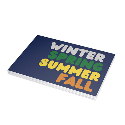 Blue Winter Seasons Postcard Set - 2 Sizes Available, Quantities of 10, 30, 50