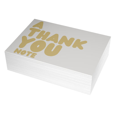 A Thank You Note in Grey and Gold Postcard Set - 2 Sizes Available, Quantities of 10, 30, 50