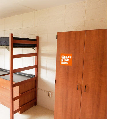 Exhausted in Orange and White Vinyl Sticker