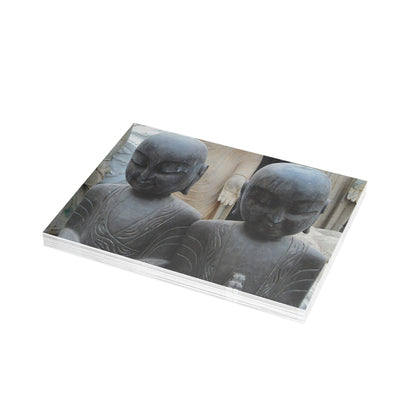 Buddhist Monk Statues Postcard Set - 2 Sizes Available, Quantities of 10, 30, 50