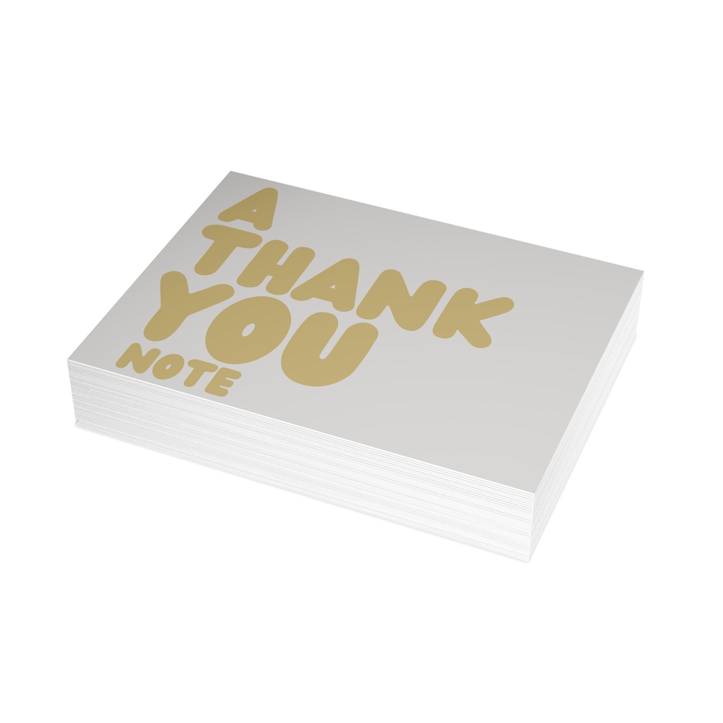 A Thank You Note in Grey and Gold Postcard Set - 2 Sizes Available, Quantities of 10, 30, 50