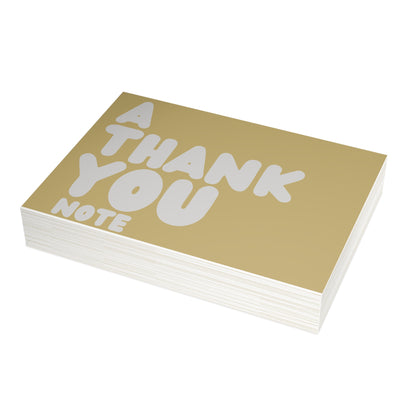 A Thank You Note in Gold and Grey Postcard Set - 2 Sizes Available, Quantities of 10, 30, 50