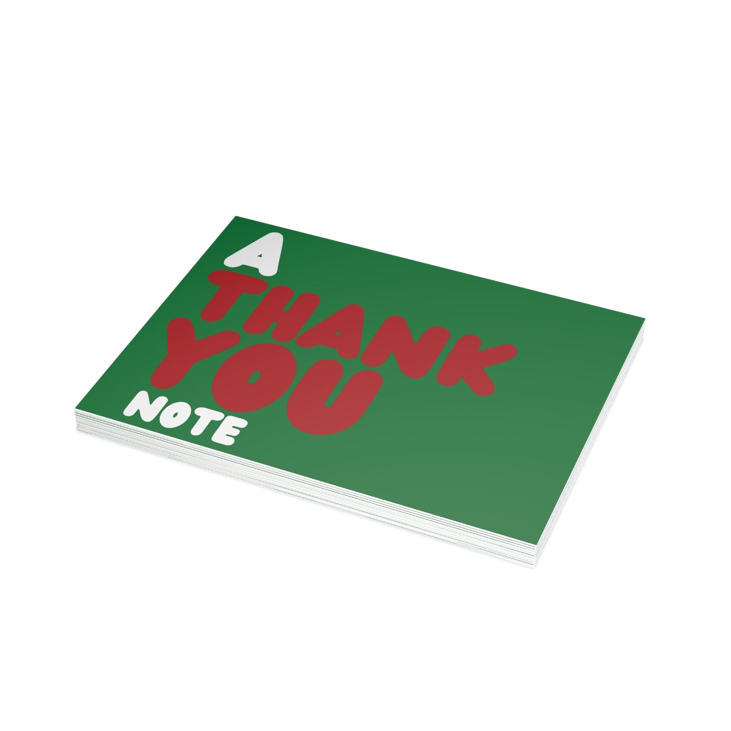 A Holiday Thank You Note in Green Postcard Set - 2 Sizes Available, Quantities of 10, 30, 50