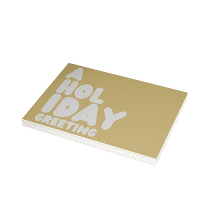 A Holiday Greeting in Gold and Grey Postcard Set - 2 Sizes Available, Quantities of 10, 30, 50