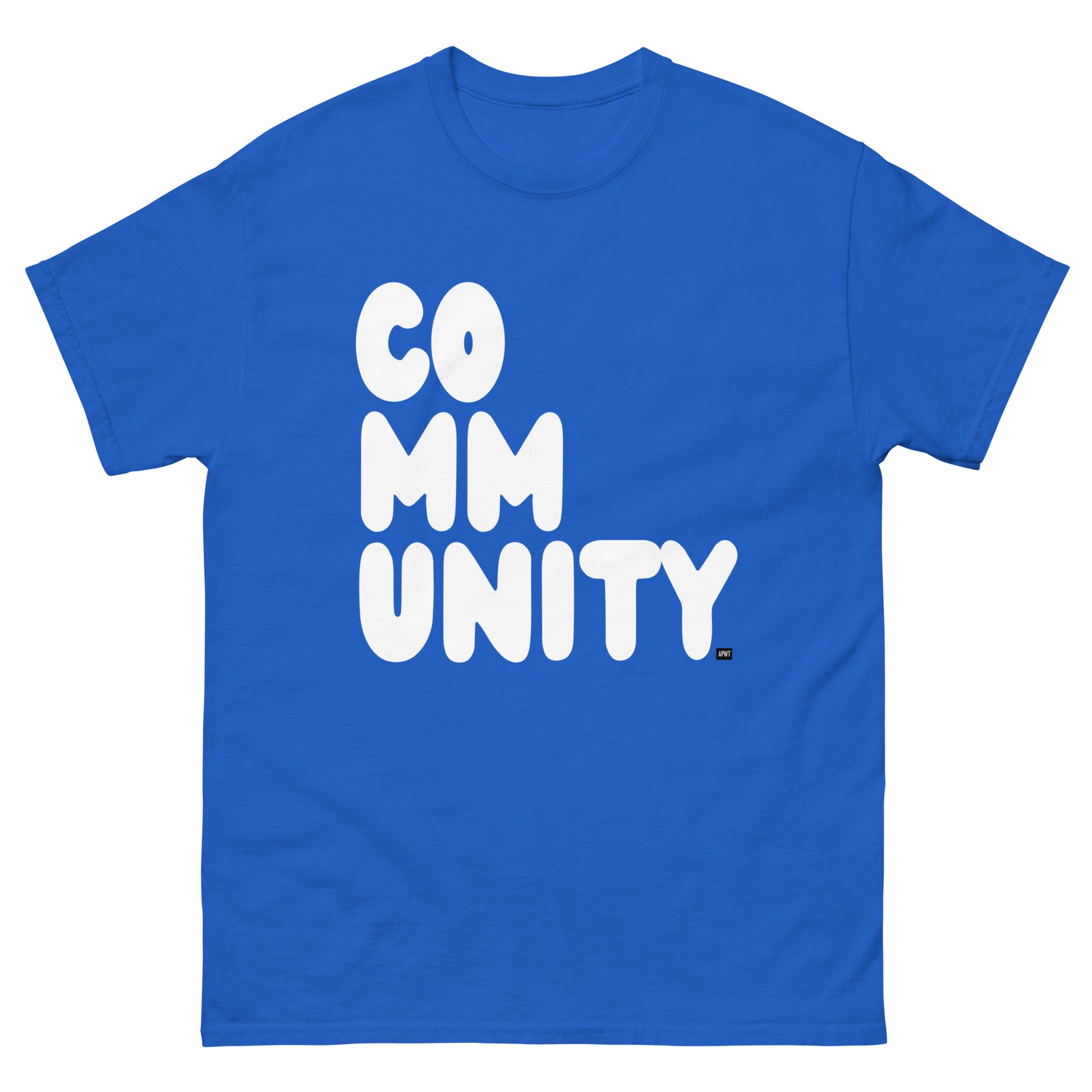 A Community in Ocean Blue Unisex T-Shirt from the APWT Gift Shop