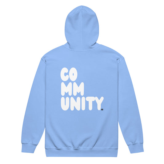 A Community in Sky Blue Unisex Zip-Up Hoodie