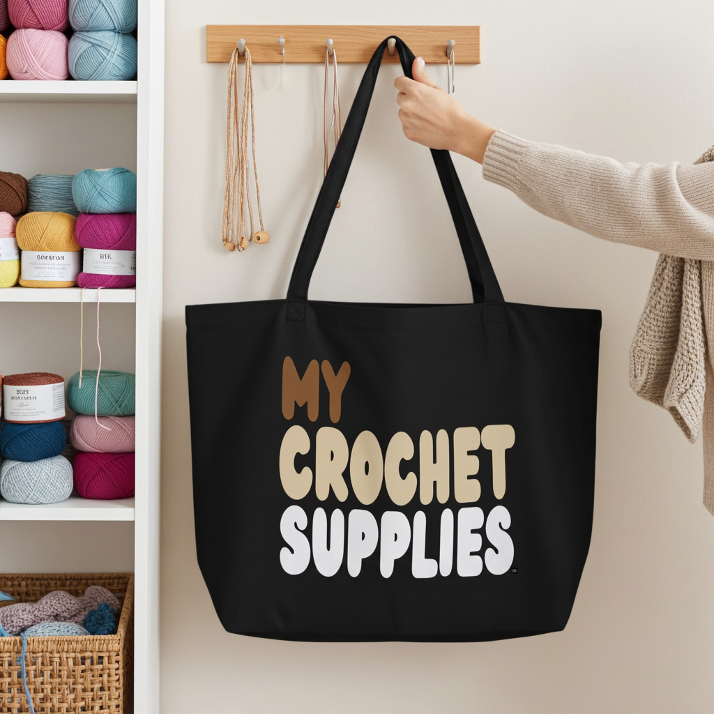My Crochet Supplies Jumbo Black Tote Bag