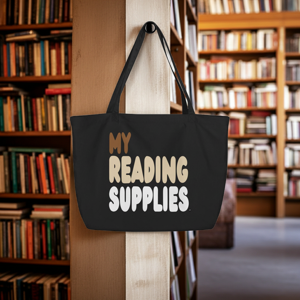 My Reading Supplies Jumbo Black Tote Bag