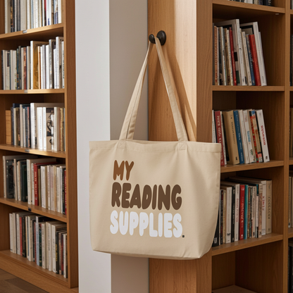 My Reading Supplies Jumbo Tote Bag