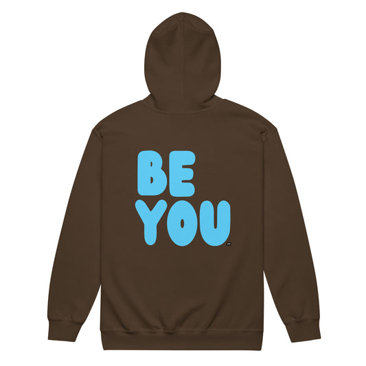 Be You in Brown and Blue Unisex Zip-Up Hoodie