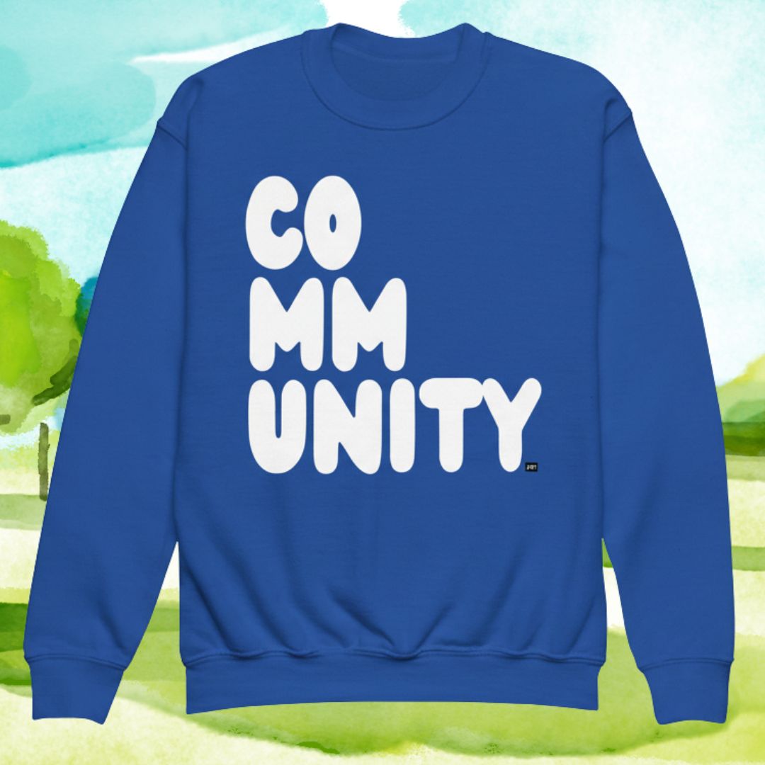 Community Kids in Ocean Blue Unisex Crew Neck Sweatshirt