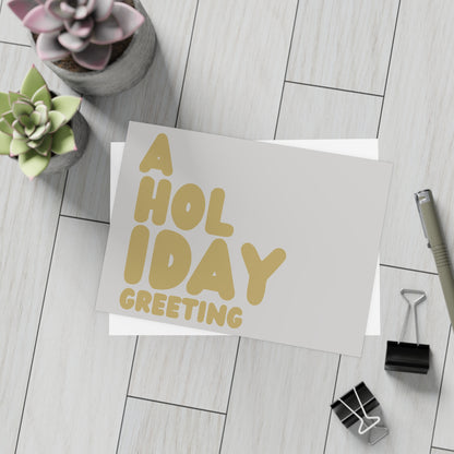 A Holiday Greeting in Grey and Gold Postcard Set - 2 Sizes Available, Quantities of 10, 30, 50