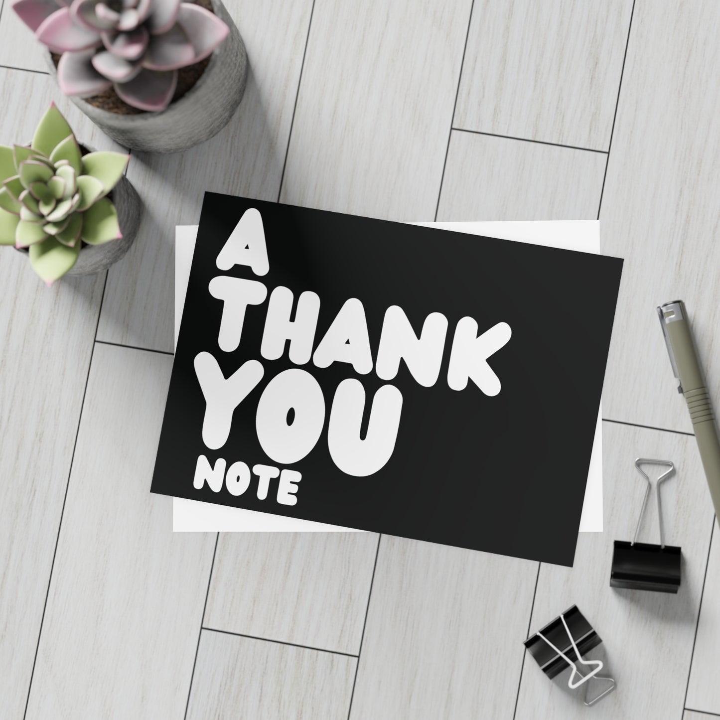 A Thank You Note in Black and White Postcard Set - 2 Sizes Available, Quantities of 10, 30, 50