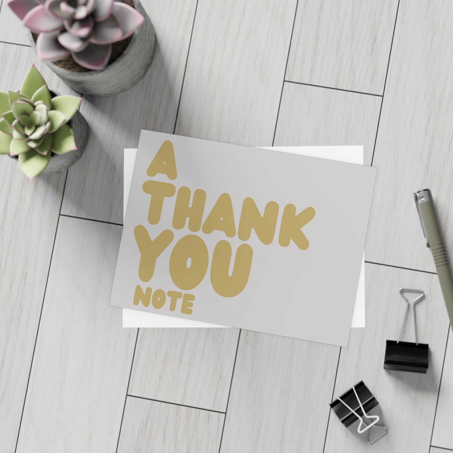 A Thank You Note in Grey and Gold Postcard Set - 2 Sizes Available, Quantities of 10, 30, 50