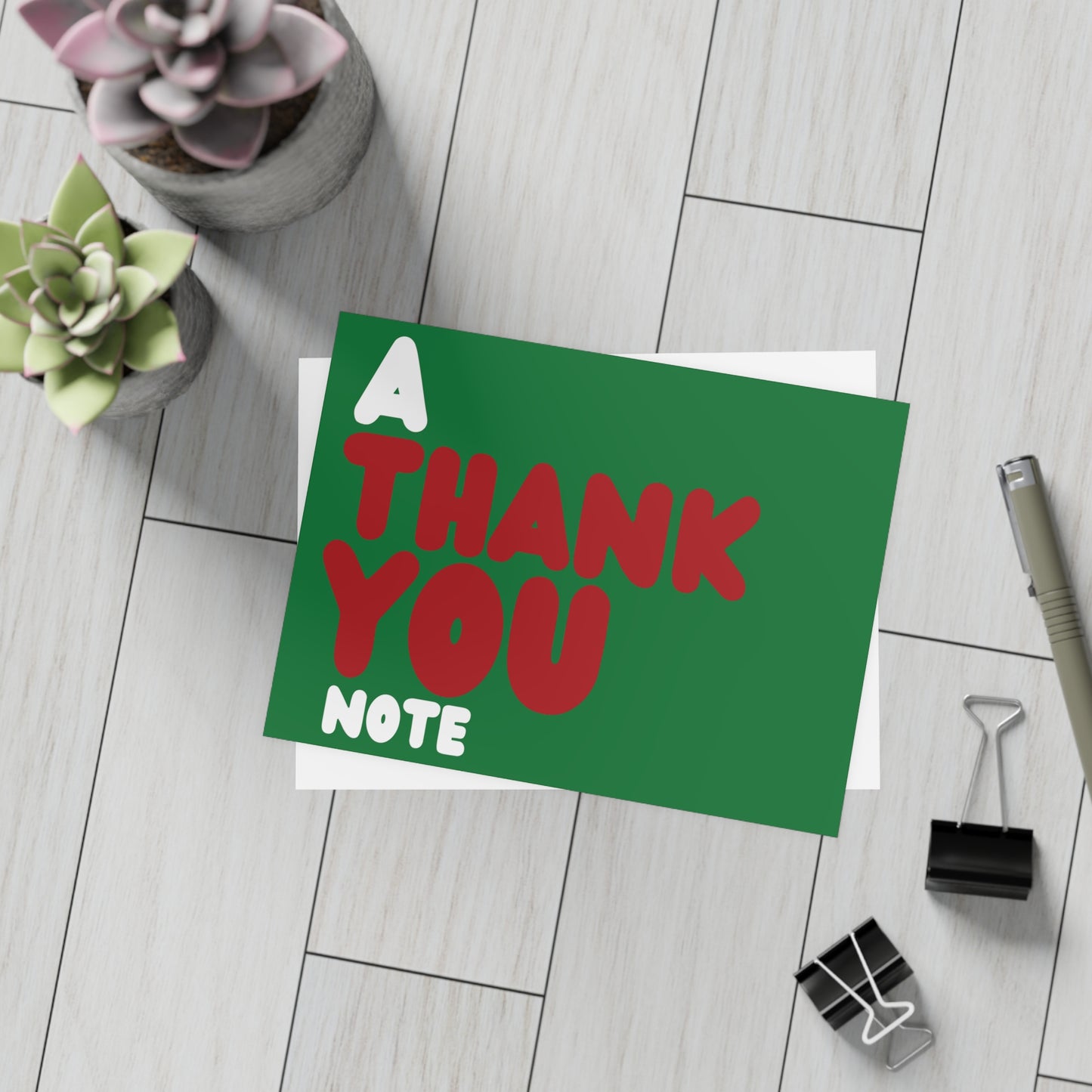 A Holiday Thank You Note in Green Postcard Set - 2 Sizes Available, Quantities of 10, 30, 50